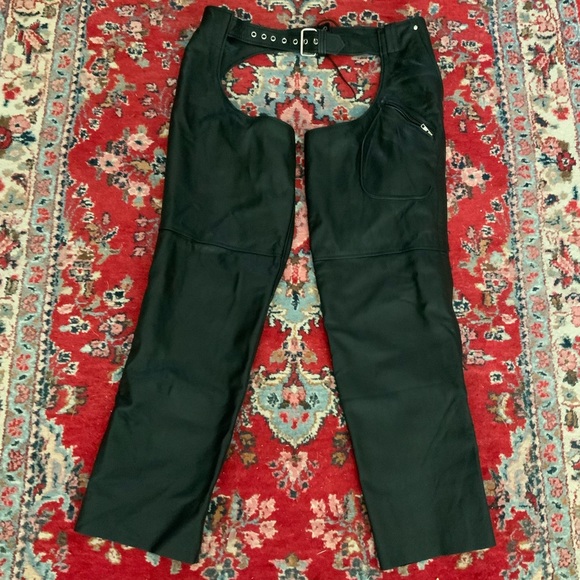 First Classics Leather Mens Motorcycle Chaps Biker Pants Size XL - Picture 1 of 8